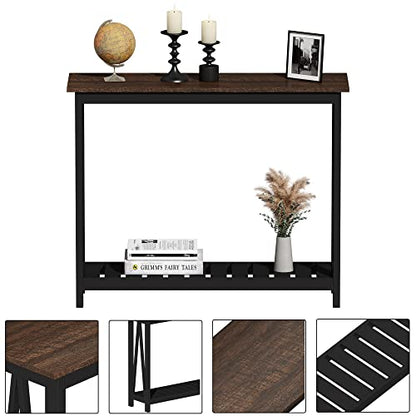 ChooChoo Console Table for Entryway Sofa Tables Living Room Farmhouse, Hallway Foyer Table Narrow with Shelf, Black - color: Black, size: 11.8"d X 39.4"w X 31.5"h