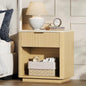 Fluted Nightstand with Drawer, Bedside Table with Faux Marble-Top, Modern Nightstand with Charging Station, Drawers and Open Shelf, Curved Corners, Modern Night Stand for Bedroom, Natural Oak - size: 1 PACK