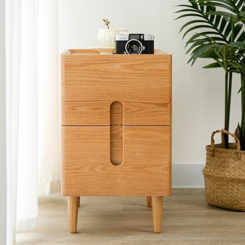Narrow Nightstand, Mid Century Modern Nightstand, Solid Wood Bedside Table, Side Table witn Drawers (Natural, 11.81inches) - color: Natural, size: 11.81inches