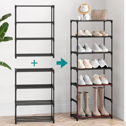 Autonomier 4 Tier Extra Small Shoe Rack (16.3" Wide), Narrow Stackable | Kids Toddler Adult Shoe Shelf, Lightweight Shoe Rack Stand for Closet Dorm Storage Organizer, Front Door Entrance, Entryway - size: 4-Tier