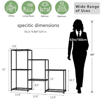 Metal Plant Stand Indoor Metal Plant Stands Outdoor Tiered Plant Shelf for Multiple Plants, 3 Tiers 7 Potted Ladder Plant Holder Table Plant Pot Stand for Window Garden Balcony Living Room