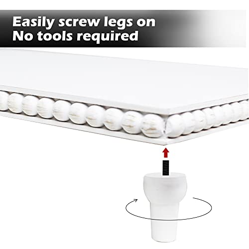 GENMOUS Farmhouse White Display Risers: Pedestal Stand for Bathroom - Rustic Tiered Tray Decor for Coffee Bar, Kitchen Counter, Sink, Plant Holder