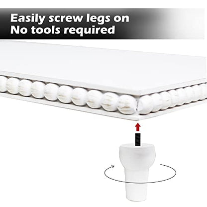 GENMOUS Farmhouse White Display Risers: Pedestal Stand for Bathroom - Rustic Tiered Tray Decor for Coffee Bar, Kitchen Counter, Sink, Plant Holder