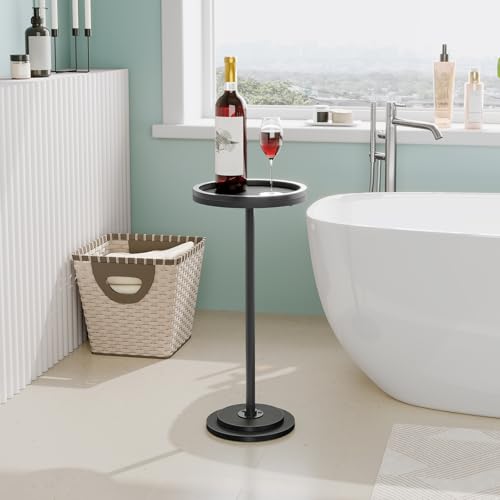 HOOBRO Small Round Side Tables, Set of 2, Drink Tables, Coffee Martini Tables with Pedestal Accent for Small Spaces in Living Room, Bedroom, Sofa Couch, Black BB168BZP201 - color: Black