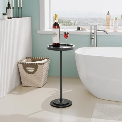 HOOBRO Small Round Side Tables, Set of 2, Drink Tables, Coffee Martini Tables with Pedestal Accent for Small Spaces in Living Room, Bedroom, Sofa Couch, Black BB168BZP201 - color: Black