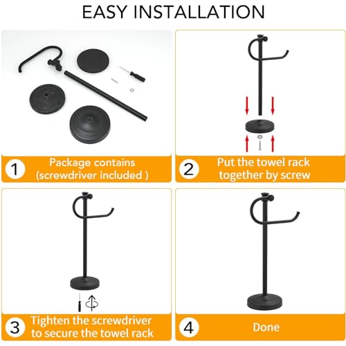 Stand Hand Towel Holder, Countertop Towel Bar, Matte Black | 17 Inch Bathroom Towel Hanger, Freestanding Vanity Counter Top Towel Holder, Towel Ring Hardware Accessories, Stainless Steel - color: Matte Black