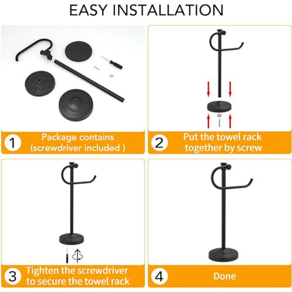 Stand Hand Towel Holder, Countertop Towel Bar, Matte Black | 17 Inch Bathroom Towel Hanger, Freestanding Vanity Counter Top Towel Holder, Towel Ring Hardware Accessories, Stainless Steel - color: Matte Black