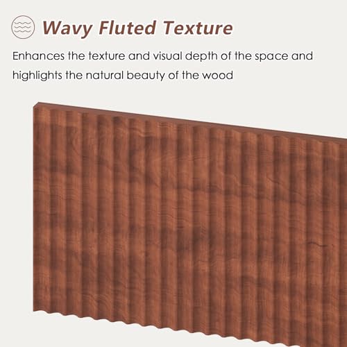 YOMILUVE Fluted Computer Desk with 2 Drawers, 39 Inch Small Computer Desk with Storage, Compact Writing Study Desk for Small Spaces, Red Walnut - color: Red Walnut