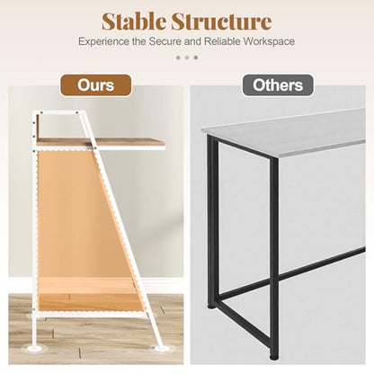 Giantex Small Computer Desk, 31.5" Compact Home Office Desk with Monitor Stand & Sturdy Frame, 2-Tier Space-Saving Study Writing Desk for Small Spaces, Apartment and Bedroom (Natural) - color: Natural