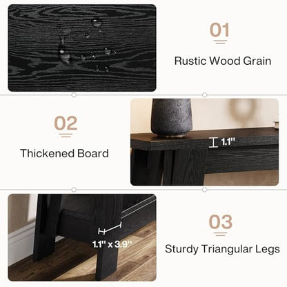 Tribesigns 41.3" Farmhouse Console Table, 2-Tier Wooden Entryway Table with Storage, Rustic Narrow Behind Couch for Living Room, Hallway, Foyer,Natural - color: Black
