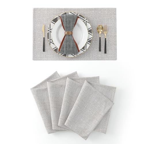 Set of 4,Soft Handmade Faux Linen 2 Side Place Mats Heat Resistant Dining Table Place Mats Kitchen Table Mats 12 x 18 Beige - color: Beige, size: Rectangular Placemats 12" x 18"