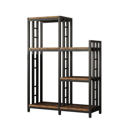 6-Tier Kitchen Bakers Rack, Freestanding Mini Fridge Stand Height Adjustable Bakers Rack with Storage, Sturdy Microwave Stand with Storage, Mini Fridge, Coffee Bar for Living Room Rustic Brown - color: Rustic Brown