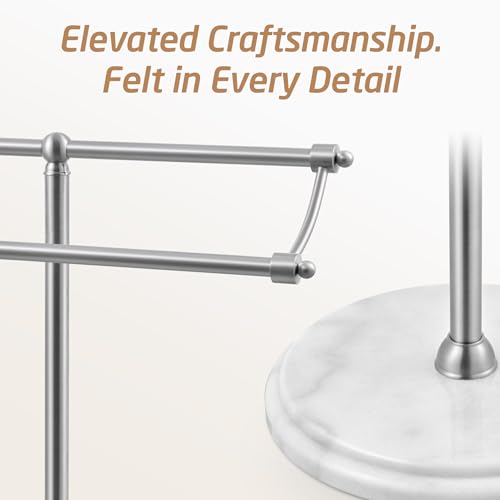 KES Anti Wobble Free Standing Towel Rack with 3X Thicker Weighted Natural Marble Base, 2-Tier Towel Rack Stand for Bathroom Floor, Rustproof 18/8 Stainless Steel, Antique Brushed Steel, BTH241-2 - color: Brushed Steel