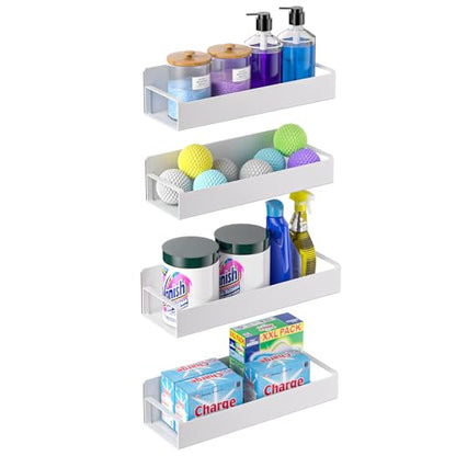 Vetacsion 4 Pack Magnetic Laundry Organizer, Heavy Duty Magnetic Shelf For Washer And Dryer, White, Iron