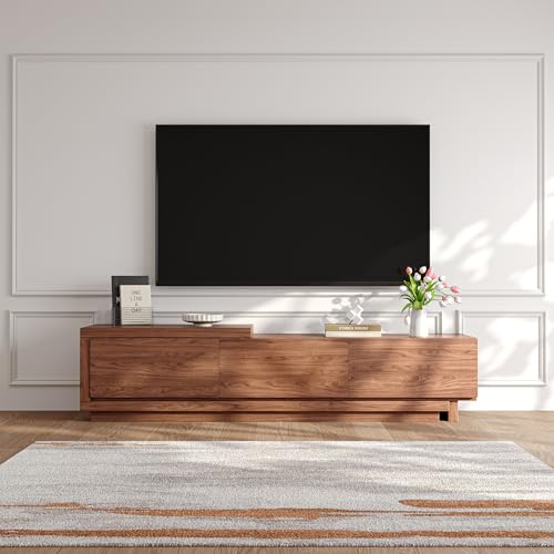 Extendable TV Stand for 65-100 Inch TVs, Modern Low Profile Entertainment Center & Media Console Collection for Living Room (Walnut, 68.5"-98.4") - size: 68.5"-98.4"