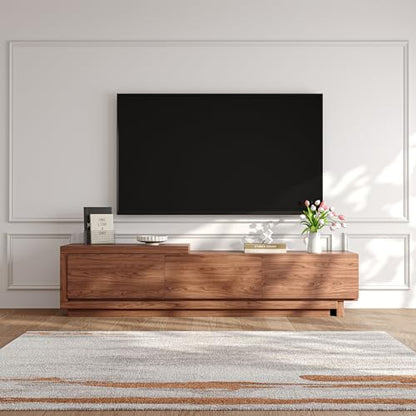 Extendable TV Stand for 65-100 Inch TVs, Modern Low Profile Entertainment Center & Media Console Collection for Living Room (Walnut, 68.5"-98.4") - size: 68.5"-98.4"