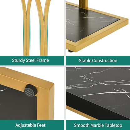 DWVO Gold LED Lit Modern 39-Inch Wide Console Table - Narrow Marble Top Foyer Furniture for Entryway, Hallway & Living Room Accent (Black)