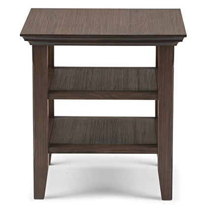 SIMPLIHOME Acadian SOLID WOOD 19 Inch Wide Square Transitional End Table in Farmhouse Brown, For the Living Room and Bedroom - color: Farmhouse Brown, size: 19 inch, style: End Table