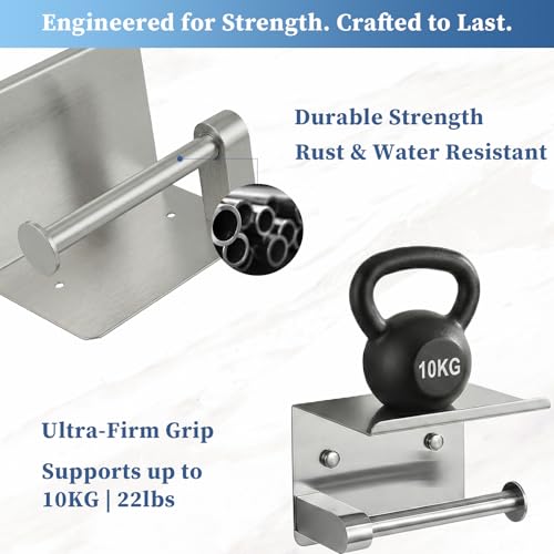 Brushed Nickel Toilet Paper Holder Wall Mount, Fits Rolls Size Sliver Toilet Paper Holder with Shelf, Rustproof Stainless Steel Toilet Paper Roll Holder, Toilet Tissue Holder for Bathroom - color: Silver