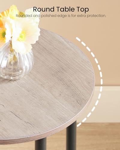 CHOEZON Side Table Set of 2, Round End Table, 2-Tier Small Nightstand with Sturdy Metal Tube, Industrial Coffee Table, for Living Room, Bedroom, Greige and Black TBZ01P2BG - color: Greige + Black