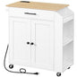 HOOBRO Kitchen Island with Power Outlet, Kitchen Storage Island with Spice Rack and Drawer, Rolling Kitchen on Wheels, for Home, Dining Room, Natural and White WN82UZD01G1 - color: Natural + White