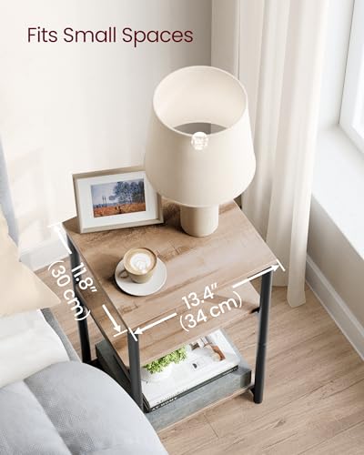 VASAGLE BARNET Collection - Side Table, Small End Table for Living Room, Modern Tall Nightstand, Bedroom, Office, Bathroom, Steel Frame, Camel Brown and Ink Black ULET273B50 - color: Camel Brown + Ink Black