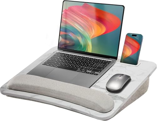 HUANUO Laptop Lap Desk - Portable Lap Desk with Pillow Cushion, Fits up to 15.6 inch Laptop, with Anti-Slip Strip & Storage Function for Home Office Students Use as Computer Laptop Stand - Marble - color: Marble, size: Medium