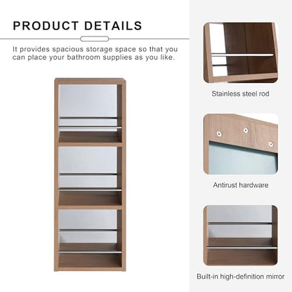 10" Wall Mounted Bathroom Cabinet – Small Bathroom Mirror Cabinet with Storage, Open Shelf Design Without Door, Plywood Construction, Space-Saving Wall Cabinet for Toiletries & Cosmetics - size: 10"-G