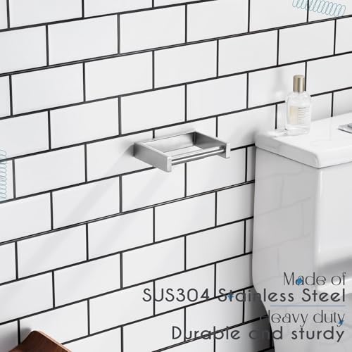 KOKOSIRI Toilet Paper Holder Spring Loaded Bathroom Toilet Roll Holder Wall Mount Stainless Steel Brushed Nickel B2011BR - color: Brushed Nickel, size: Without Shelf