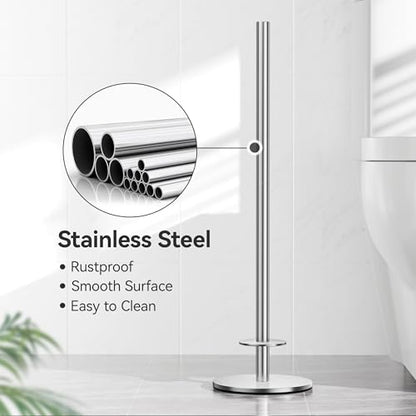 Freestanding Toilet Paper Holder with Shelf,5 Roll Storage,Brushed Nickel | Holds 5 Toilet Paper Rolls,Rustproof Stainless Steel,Waterproof Storage Shelf,Freestanding No Drilling Design,Easy Assembly - color: Brushed Nickel