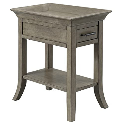 Leick Home 10126-GR One Drawer Traditional Tray Edge Side Table with Shelf, Smoke Gray Wash - color: Chocolate Cherry