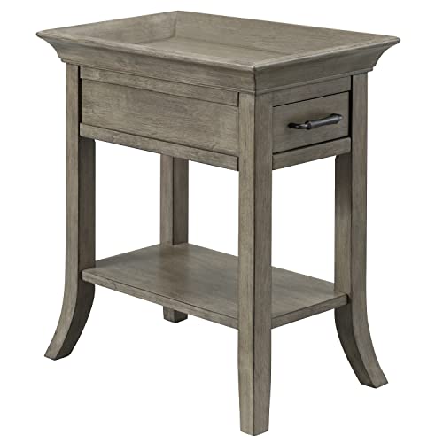 Leick Home 10126-GR One Drawer Traditional Tray Edge Side Table with Shelf, Smoke Gray Wash - color: Chocolate Cherry