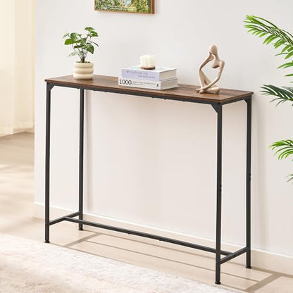Console Table, Narrow Entryway Table, Thin Sofa Table, Behind Couch Table,for Hallway, Bedroom, Living Room, Foyer, 11.8 x 39.4 x 31.5 Inches, Rustic Brown - size: 11.8" W x 39.4" D, style: Ordinary