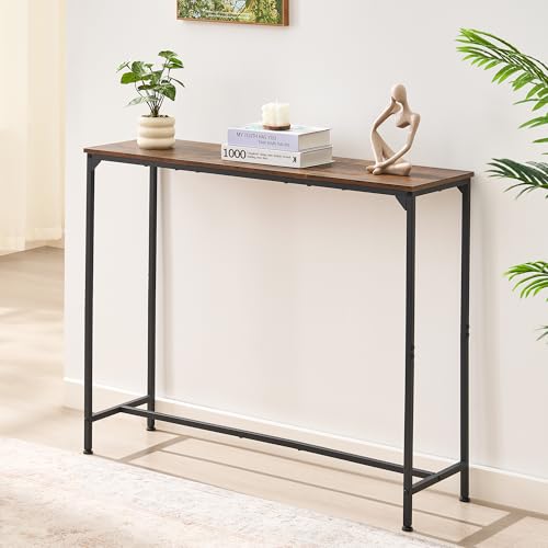 Console Table, Narrow Entryway Table, Thin Sofa Table, Behind Couch Table,for Hallway, Bedroom, Living Room, Foyer, 11.8 x 39.4 x 31.5 Inches, Rustic Brown - size: 11.8" W x 39.4" D, style: Ordinary