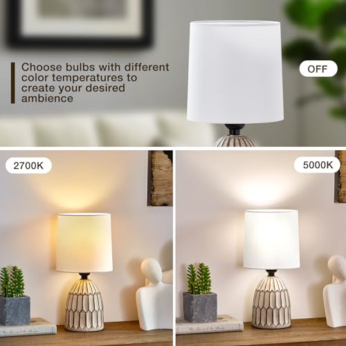 EJIAXIN Small Table Lamp -13.5" Boho Lamp - Bedside Lamps - Farmhouse Rustic Ceramic Table Lamp for Bedroom, Living Room, Nightstand, Office, Side Desk Lamp, End Table Lamp - style: Retro