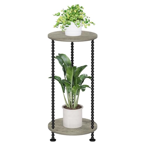 YINMIT Plant Stand Indoor, 2 Tier Small Plant Stand, 23" Tall Metal Spindle Poles Plant Stands, Corner Flower Pot Stand, Plant Tables Indoor, Planter Pot Holder for Balcony Garden Patio Living Room (Grey,) - color: Gray, size: 23.2 In