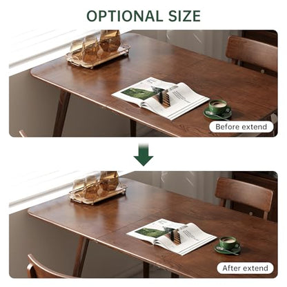 47’’-63’’ 100% Oak Extendable Dining Table, Solid Wood Folding Kitchen Table, Mid Century Modern Dinner Table for Kitchen, Apartment, Living Room (47''-63'' Walnut) - color: Walnut, size: 47''-63''
