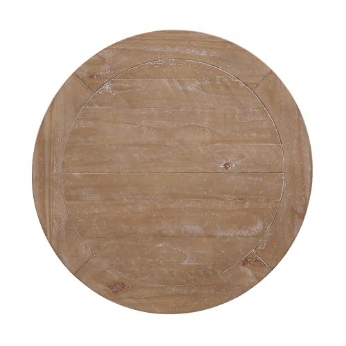 Martin Svensson Home Napa Solid Wood Pedestal End Table, Black & Driftwood | Farmhouse Rustic, Pine Wood, Round Side Table, Nightstand, 2" Plank Top, for Living Room or Bedside, 26" W x 26" D x 25" H - color: Black and Driftwood