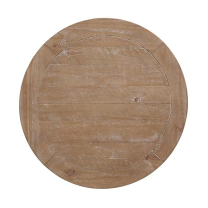 Martin Svensson Home Napa Solid Wood Pedestal End Table, Black & Driftwood | Farmhouse Rustic, Pine Wood, Round Side Table, Nightstand, 2" Plank Top, for Living Room or Bedside, 26" W x 26" D x 25" H - color: Black and Driftwood