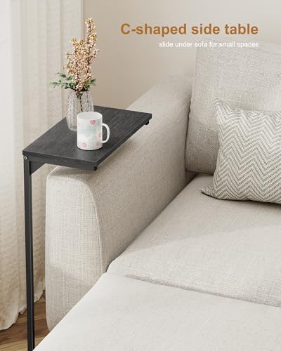 TUTOTAK C Shaped End Table, Small Side Table, 28.7 inch Tall Couch Table | Slim C Table for Sofa, Small Space, Living Room, Bedside, Bed Room, Black TB01BK071 - color: Black