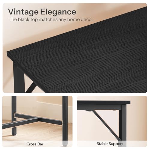 HOOBRO Bar Table with Charging Station, Rectangular Pub Table, High Top Coffee Table, Counter Bar Height Table, Narrow Long Dining Table, 35.4" L x 15.7" W x 35.6" H, Black BB90UBT01N1 - color: Black