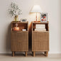 Narrow Nightstand Set of 2,11.8" Fluted Bedside Table Set of 2, Slim Side End Table with 2 Drawers, Wooden Bedside Table, Mid Century Modern Night Stand for Bedroom Livingroom Sofa Office - color: Walnut,11.8" With 2 Drawers