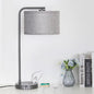 Gray Bedside Lamp with USB C+A Charging Ports, Fully Dimmable Modern Nightstand Lamp with Grey Fabric Shade, Tall Reading Lamp Desk Lamp for Bedroom Living Room Office with 3000K LED Bulb - color: Metal Gray Base with Gray Shade