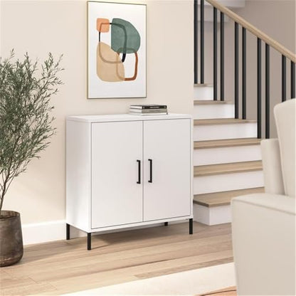 Bush Furniture Essence Low Storage Cabinet with Doors in White | Organizers and Shelves for Home Office Workspace, Living Room, Entryway, Bedroom, and Mudroom
