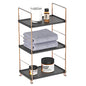 Plastic/Metal Freestanding Stackable Organizer Shelf,Bathroom Countertop Storage Shelf Cosmetic Organizer Holder Kitchen Spice Rack,3-Tier Standing Rack (Rose Gold@Black) - color: Rose Gold&black