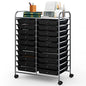 20-Drawer Rolling Storage Cart, Art Cart Organizer on Wheels, Metal Frame and Removable Drawers, Multipurpose Mobile Utility Cart for Classroom, Office, School, Home (Black)