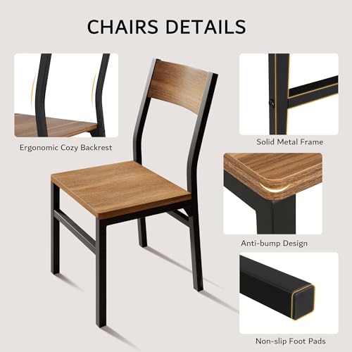 iPormis 7-Piece Dining Table Set with 6 Chairs, 63" Extendable Kitchen Table & Chairs Set for 4-6, Dining RoomTable with Solid Metal Frame & MDF Board, Perfect for Small Space, Easy Assembly, Walnut - color: Walnut