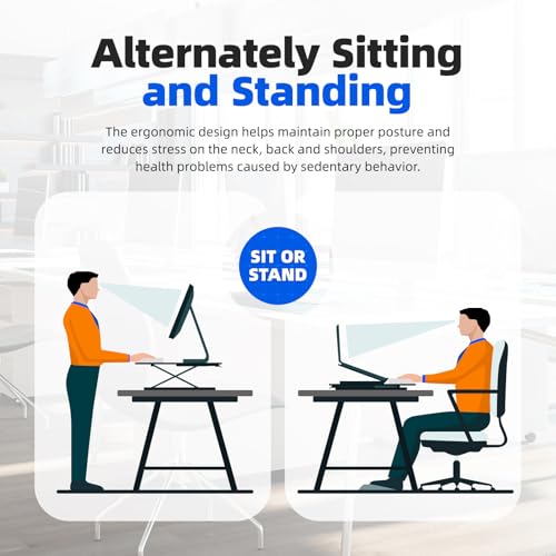 Standing Desk Converter Height Adjustable, Sit to Stand up Desk Riser Computer Workstation use in Laptop and Single Monitor Ergonomic Desktop Workstation for Home Office - White - size: White