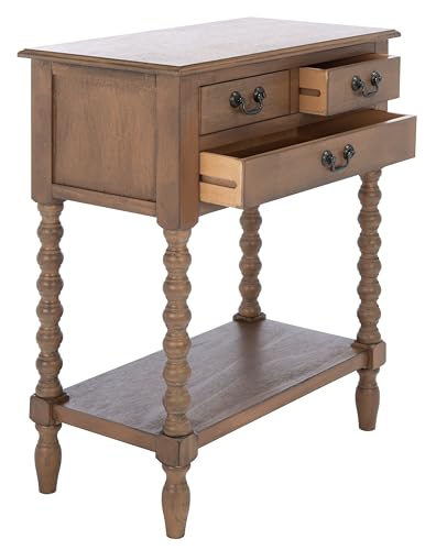 SAFAVIEH Furniture - Athena 3-Drawer Console Table - Brown - Solid Wood - Farmhouse Classic Design - Ideal for Entryway, Living Room, Hallway, 23.5" W x 13" D x 29.5" H (CNS5703C) - color: Brown