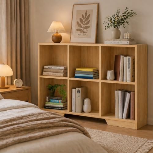 6 Cube Storage Organizer Wooden Bookshelf, 6 Cube Shelf Bookcase, Small Bookshelf Storage Organizer, 6 Cube Storage Shelf for Bedroom, Small Bookshelf for Living Room and Office (Brown, 6) - color: Brown, size: 6 Cube